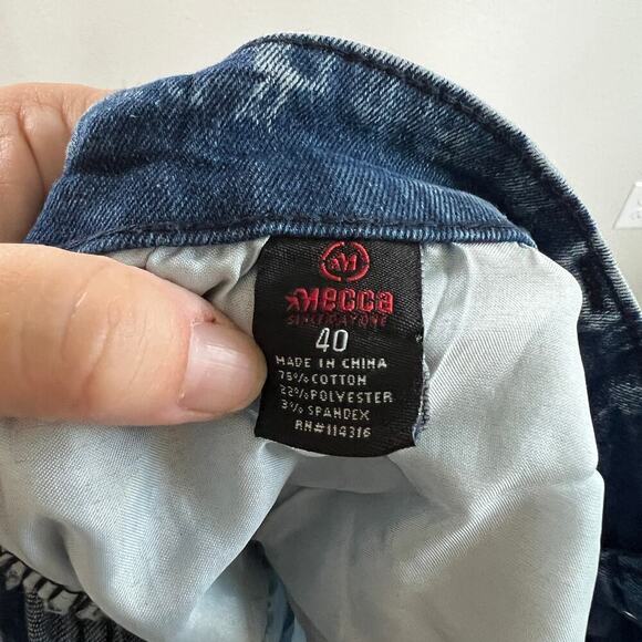 Mecca Denim Shorts Men's 40 Mid Rise Blue Acid Wash Motto Stretch Fit Retro - Picture 6 of 6